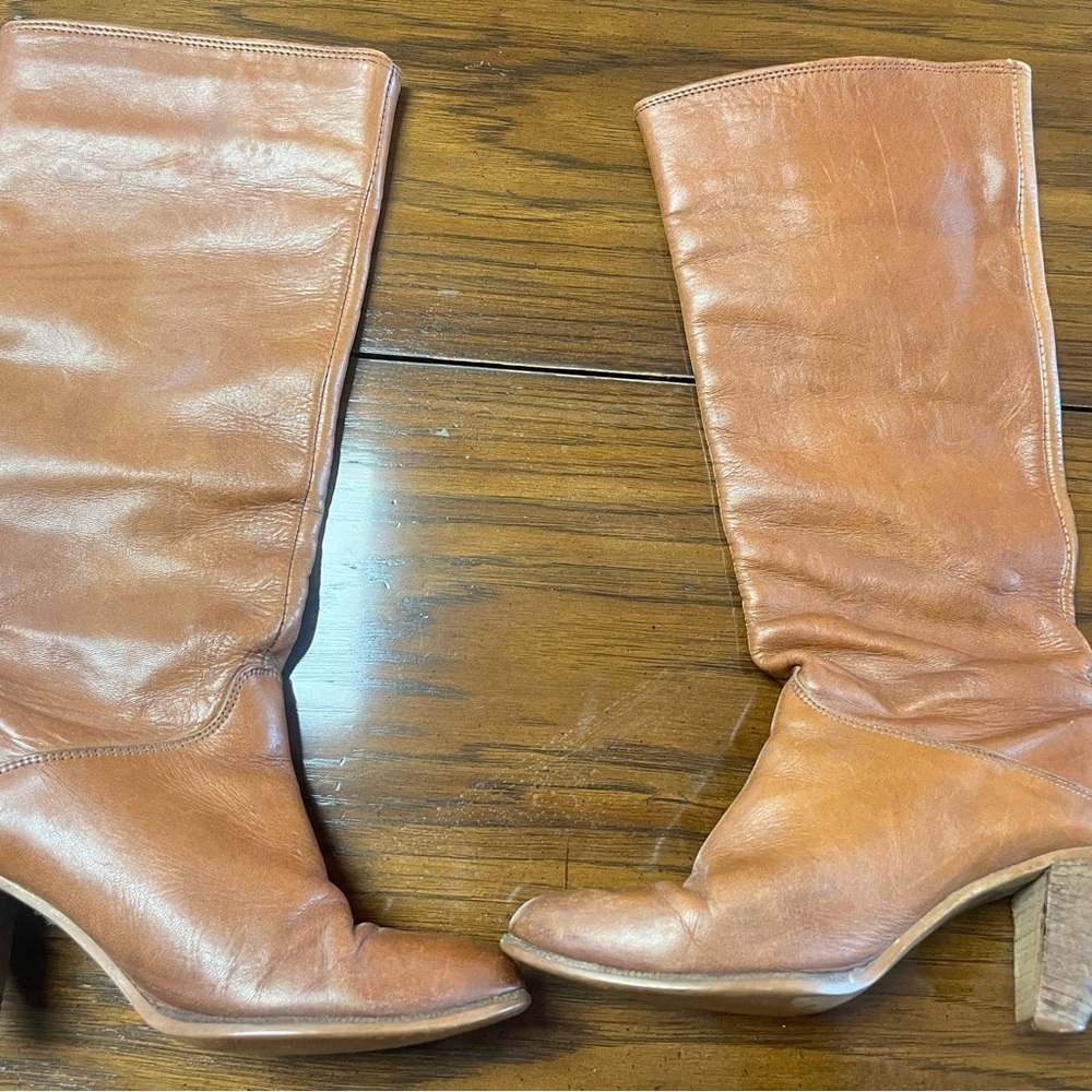 Vintage Frye Tan Camel 100% Leather Knee High Boots Womens 6 - Picture 10 of 10